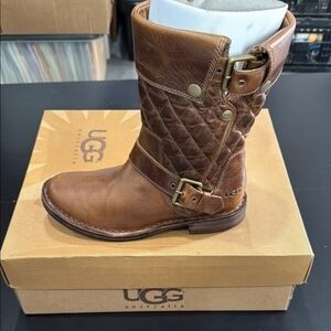 UGG Women's Quilted Brown Leather Boots